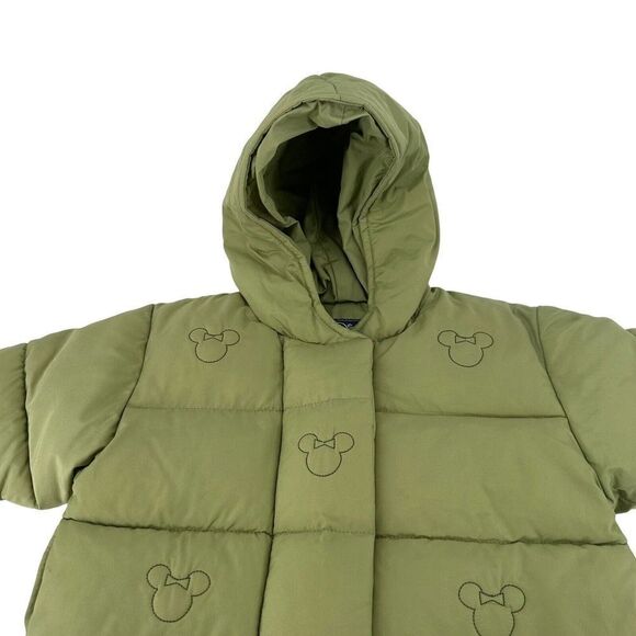 Walt Disney Collection Puffer Jacket Green Minnie Mouse Hooded Baby Girl 6 Month - Picture 3 of 8